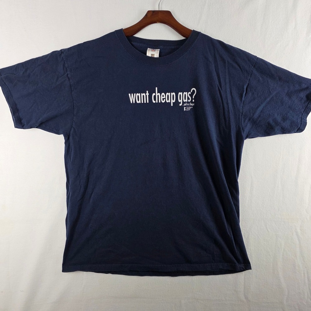 NFL Players Mens 2X Navy Blue Want Cheap Gas Pull My Finger Graphic T-Shirt